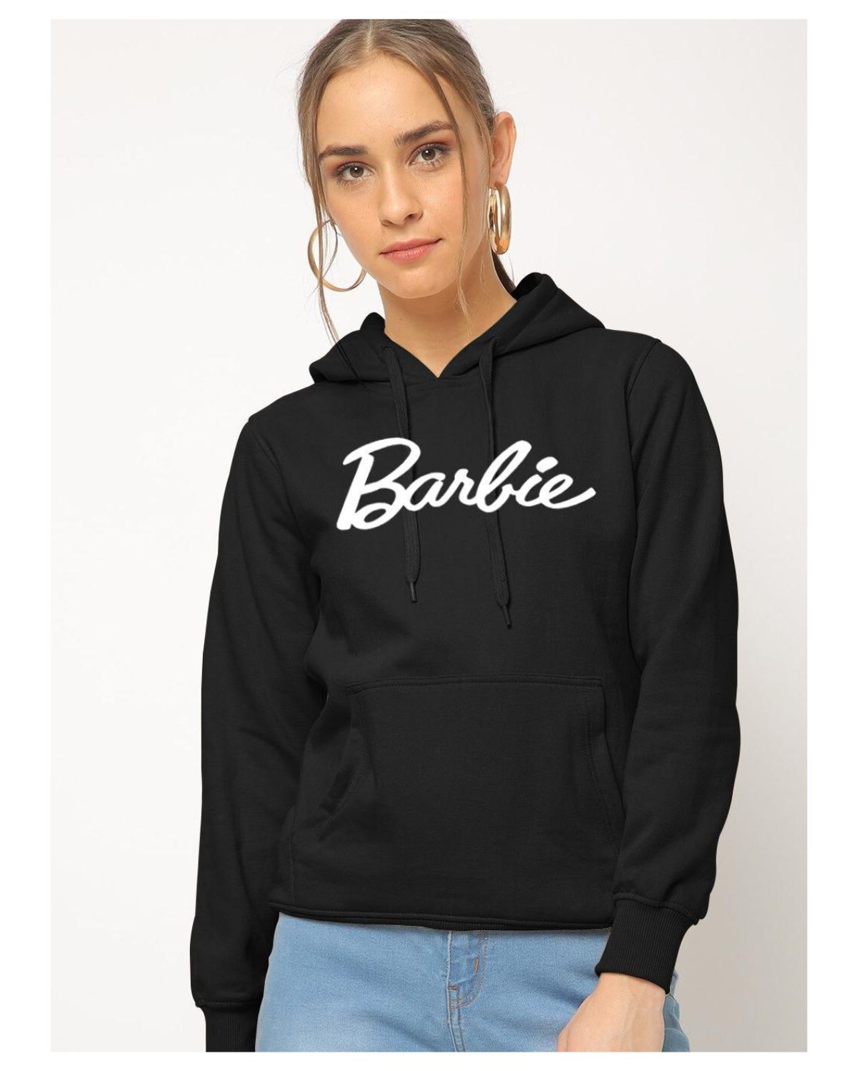 1 Pc Women's Stitched Fleece Printed Pullover Hoodie