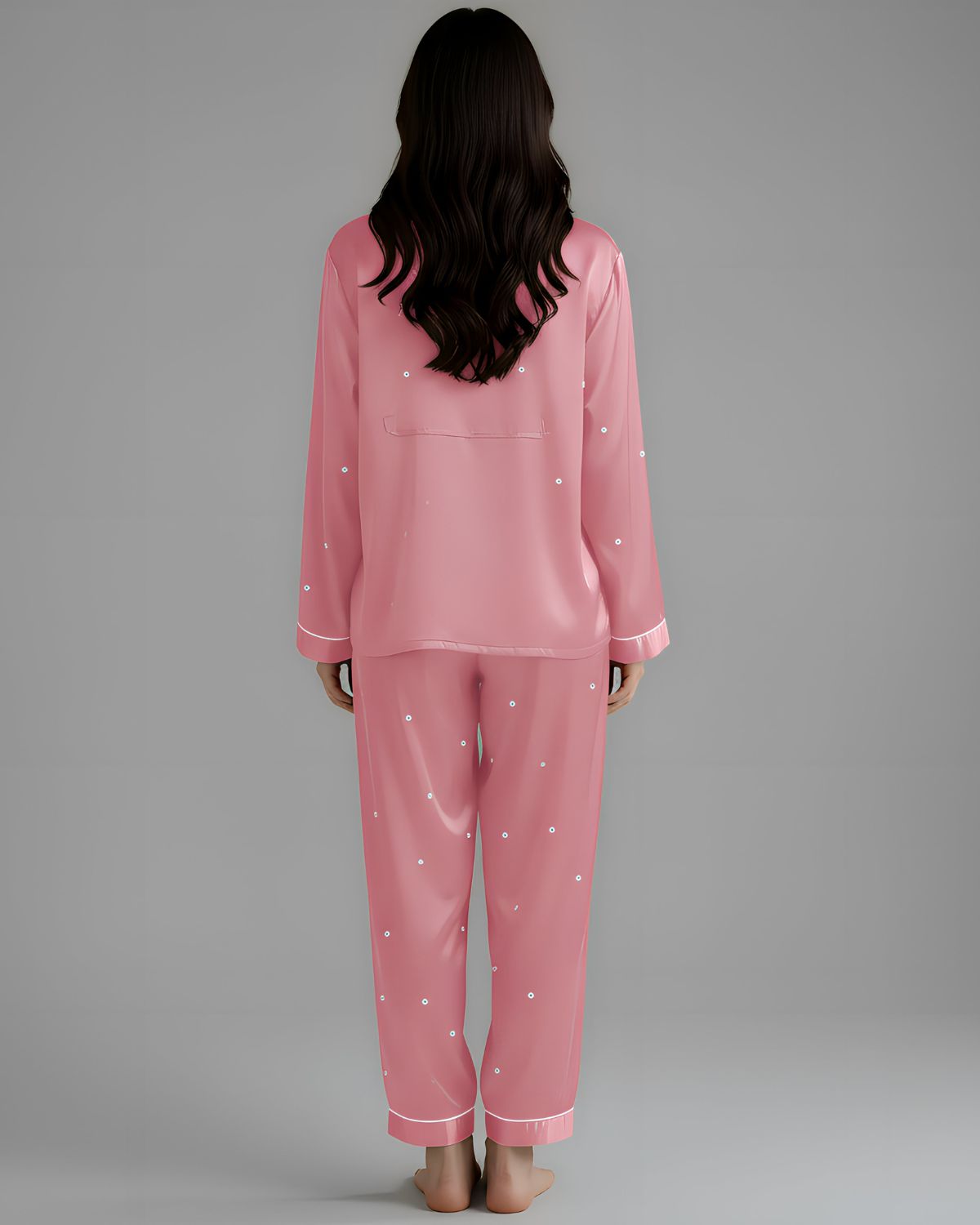 2 Pcs Women's Stitched Silk Printed Night Suit