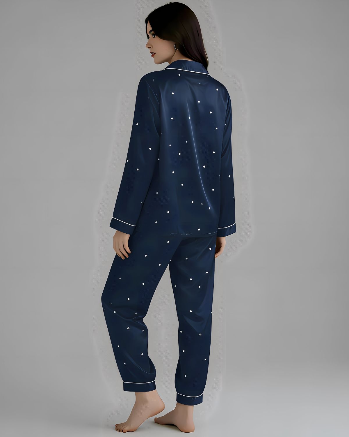 2 Pcs Women's Stitched Silk Printed Night Suit