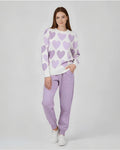 2 Pcs Women's Stitched Fleece Printed Sweatshirt Tracksuit
