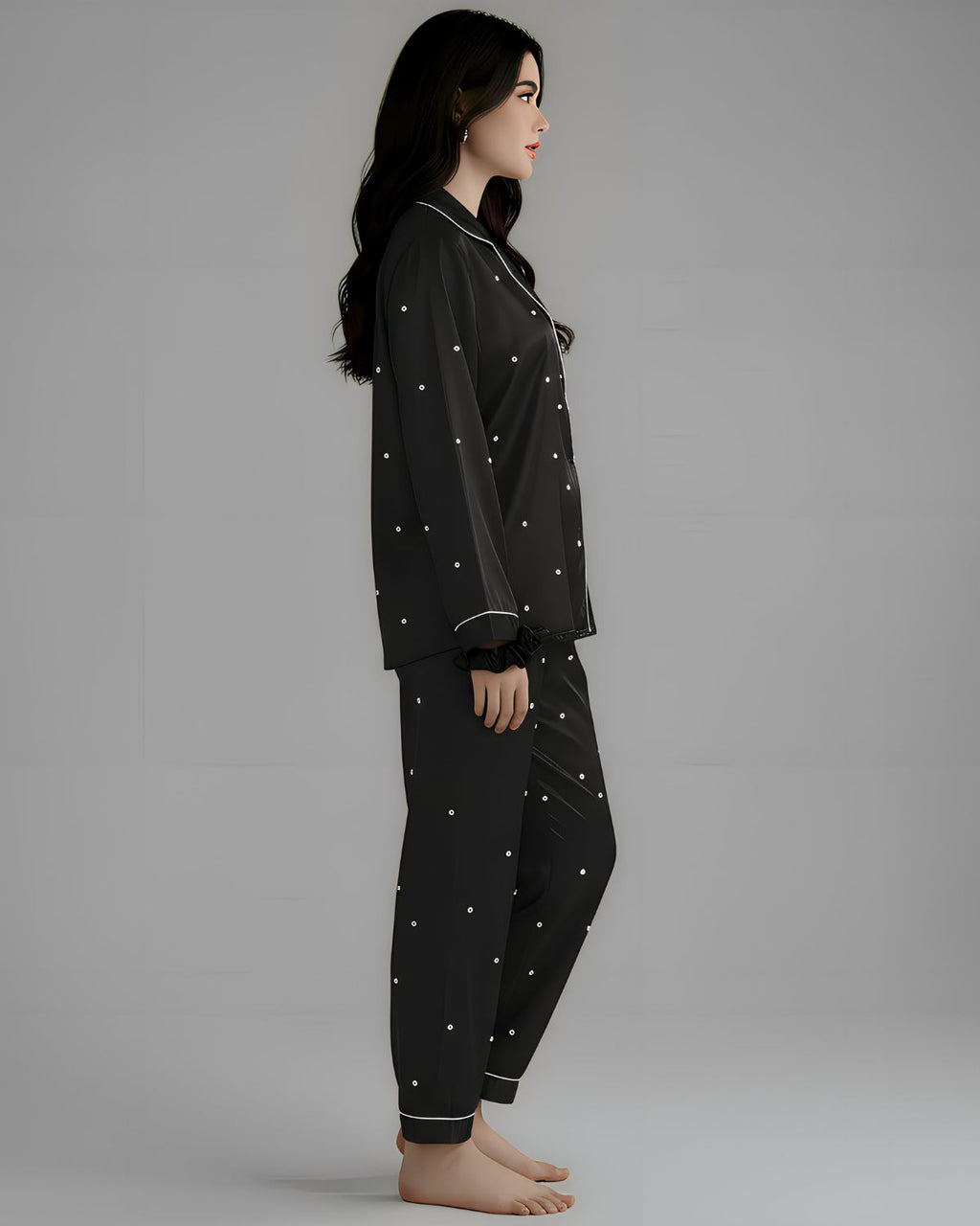2 Pcs Women's Stitched Silk Printed Night Suit
