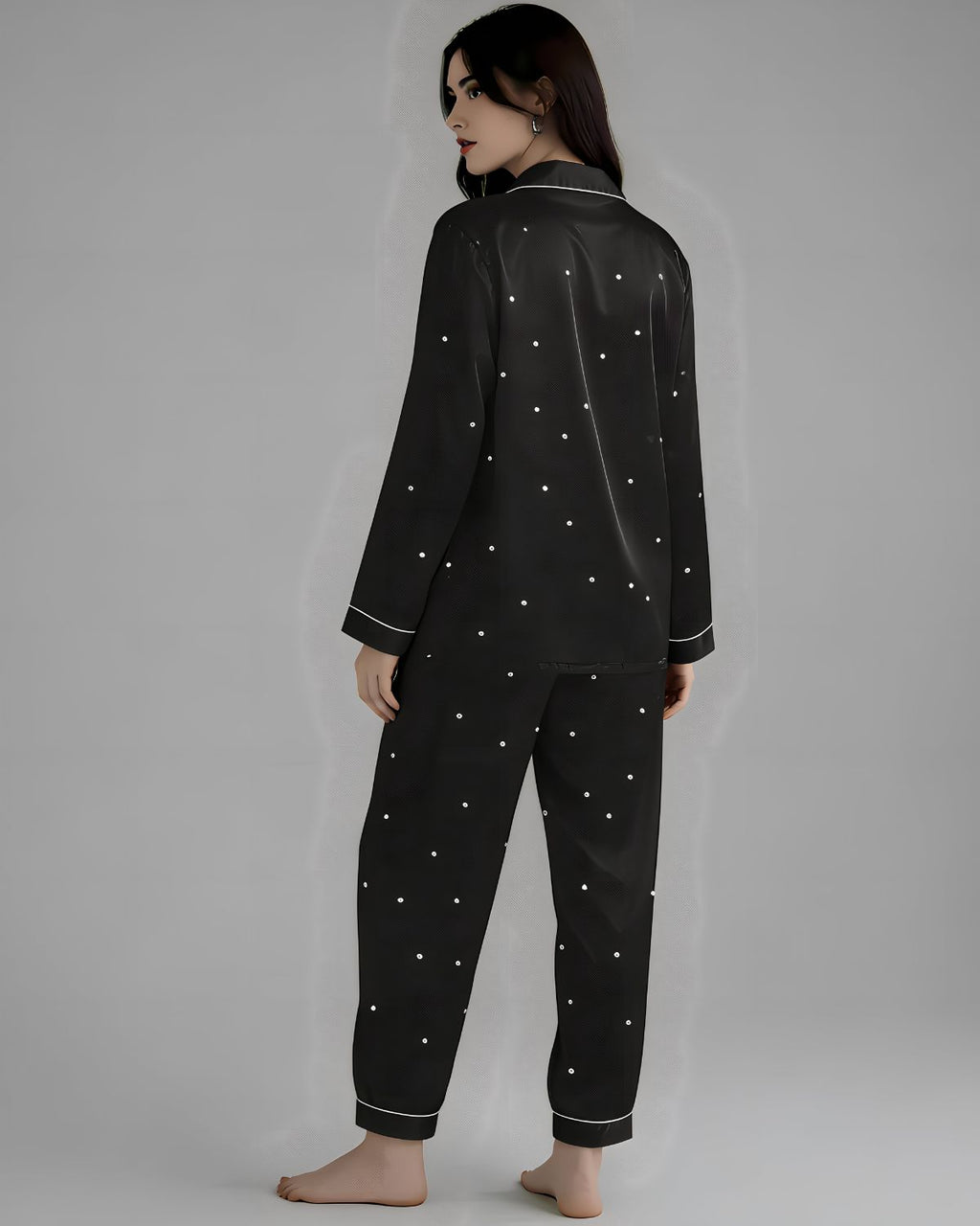 2 Pcs Women's Stitched Silk Printed Night Suit