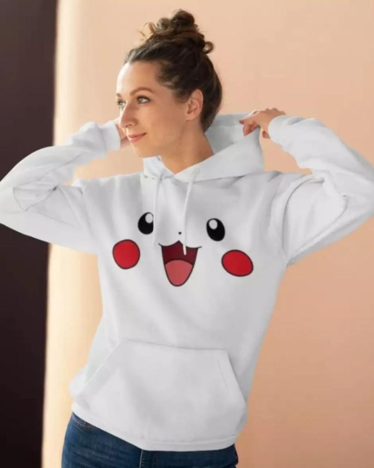 1 Pc Women's Stitched Fleece Printed Pullover Hoodie