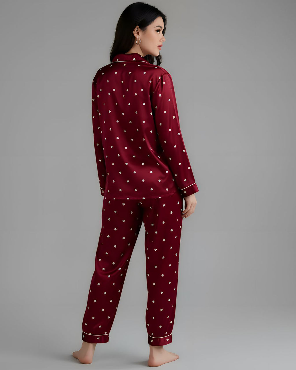 2 Pcs Women's Stitched Silk Printed Night Suit
