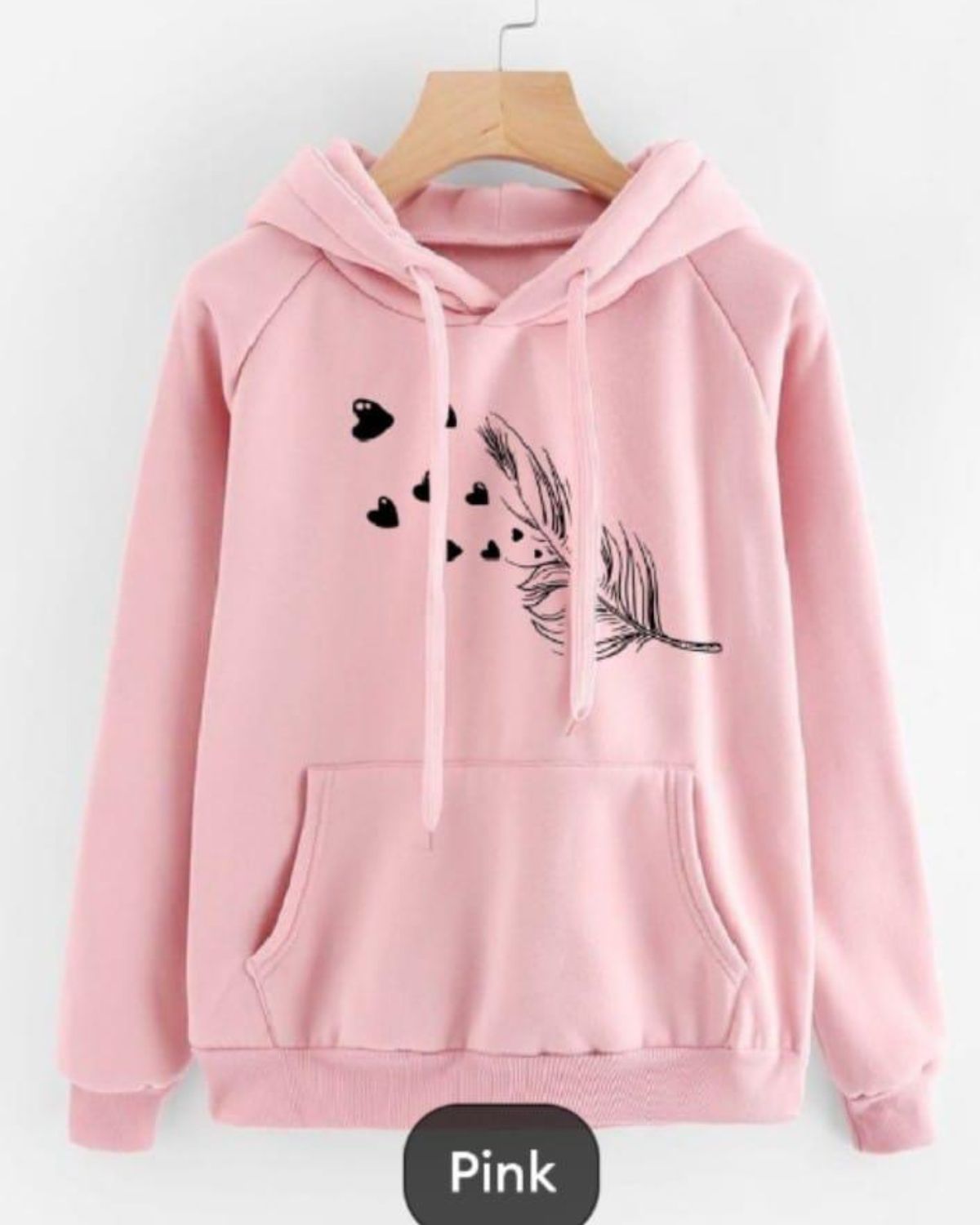 1 Pc Women's Stitched Fleece Printed Pullover Hoodie