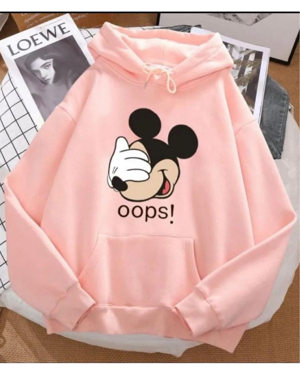 1 Pc Women's Stitched Fleece Printed Pullover Hoodie