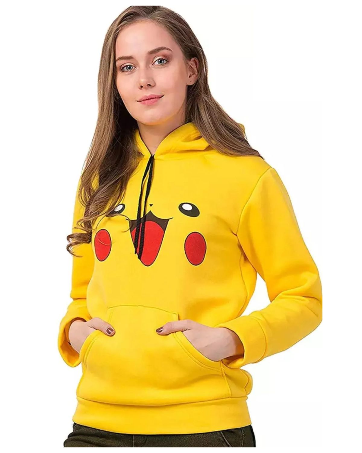 1 Pc Women's Stitched Fleece Printed Pullover Hoodie