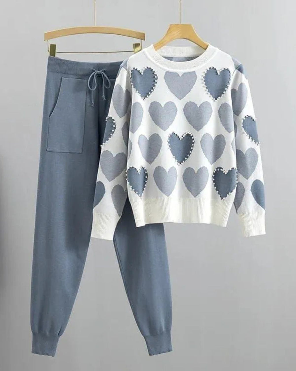 2 Pcs Women's Stitched Fleece Printed Sweatshirt Tracksuit