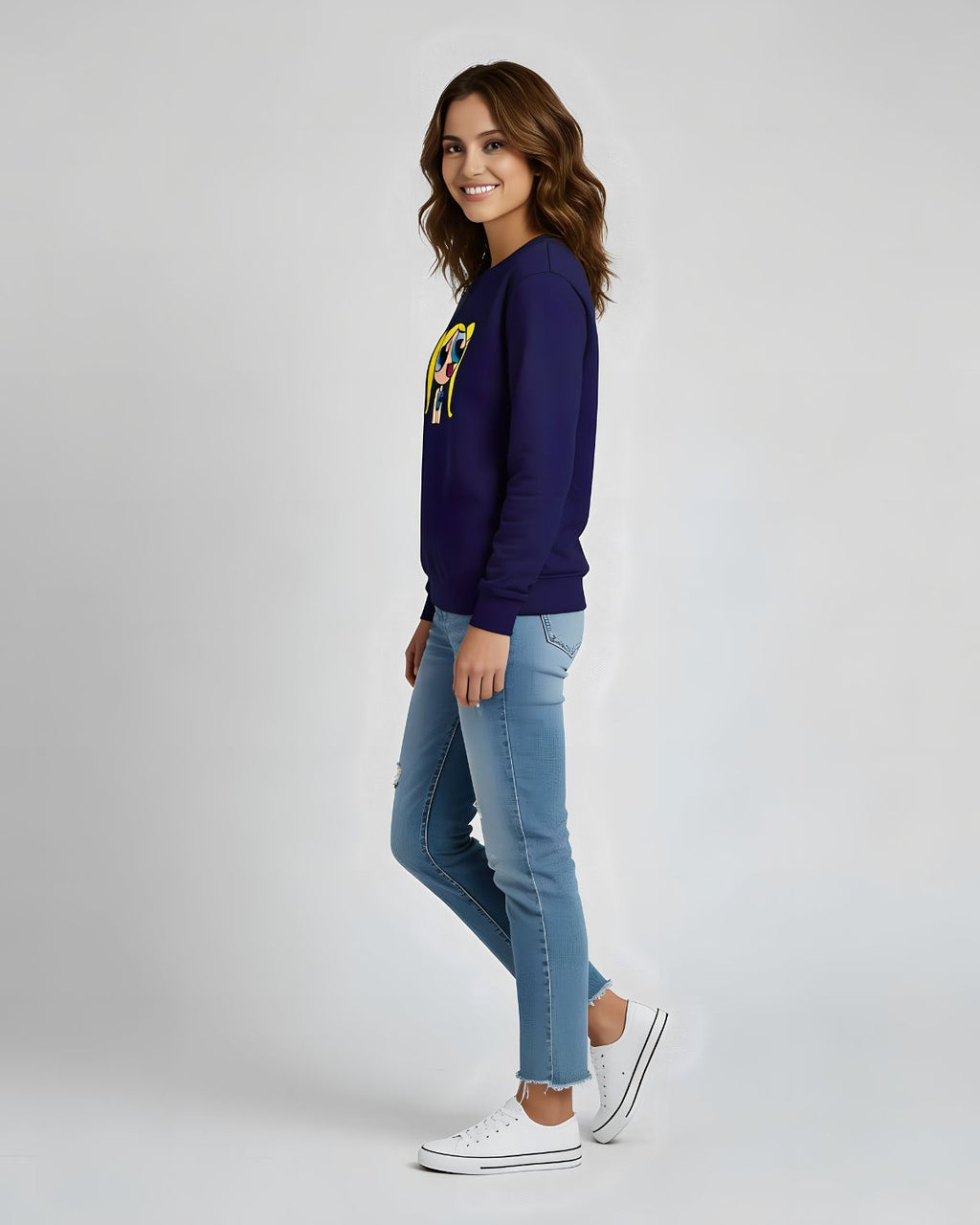 1 Pc Women's Stitched Fleece Printed Sweat Shirt