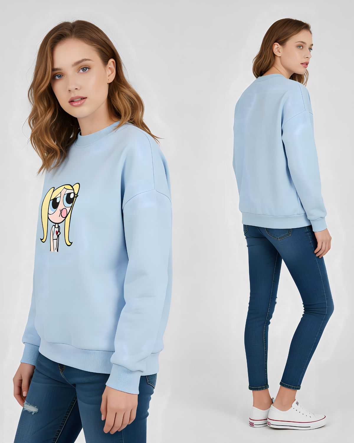 1 Pc Women's Stitched Fleece Printed Sweat Shirt