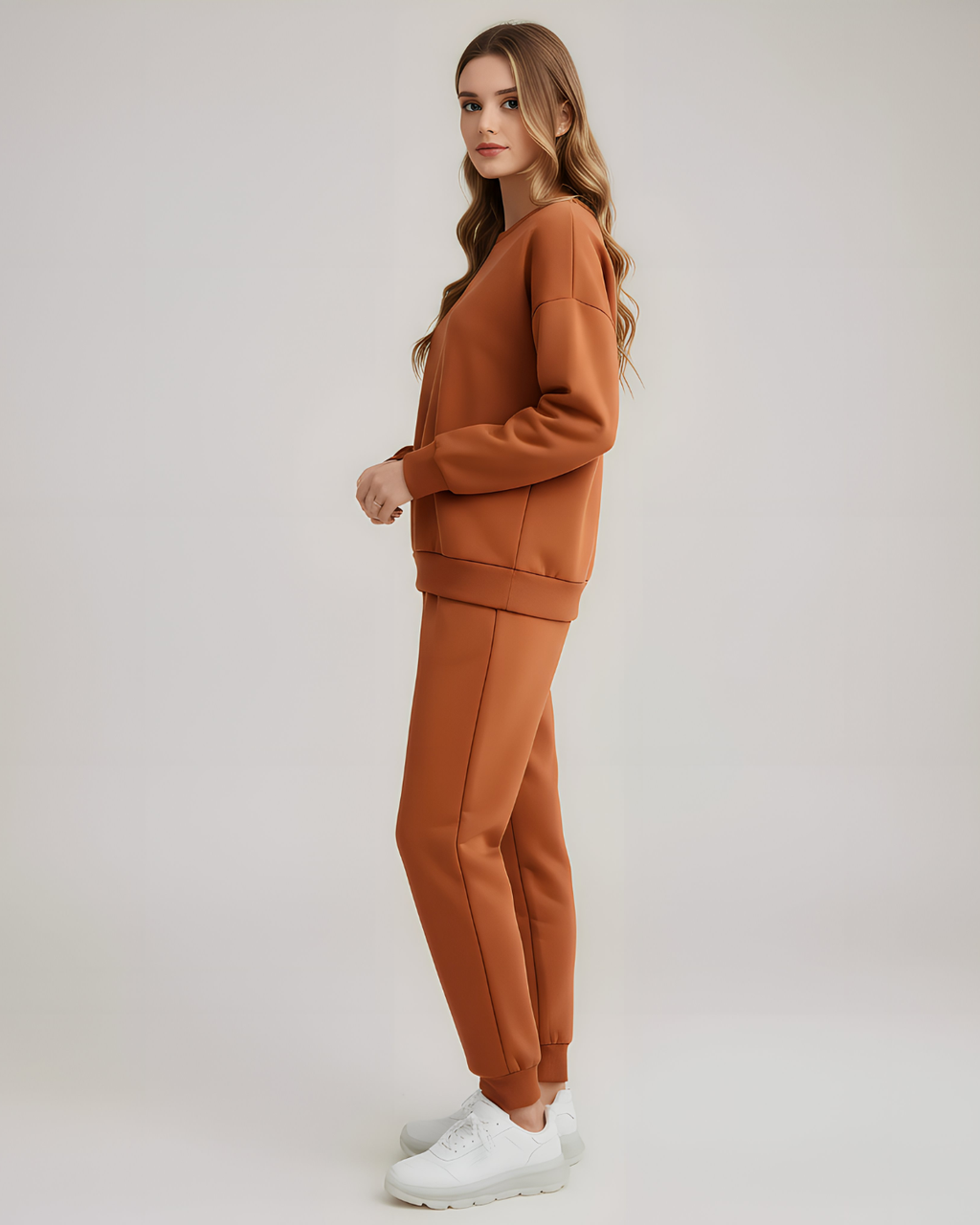 2 Pcs Women's Stitched Soft and Shining Fleece Plain Tracksuit