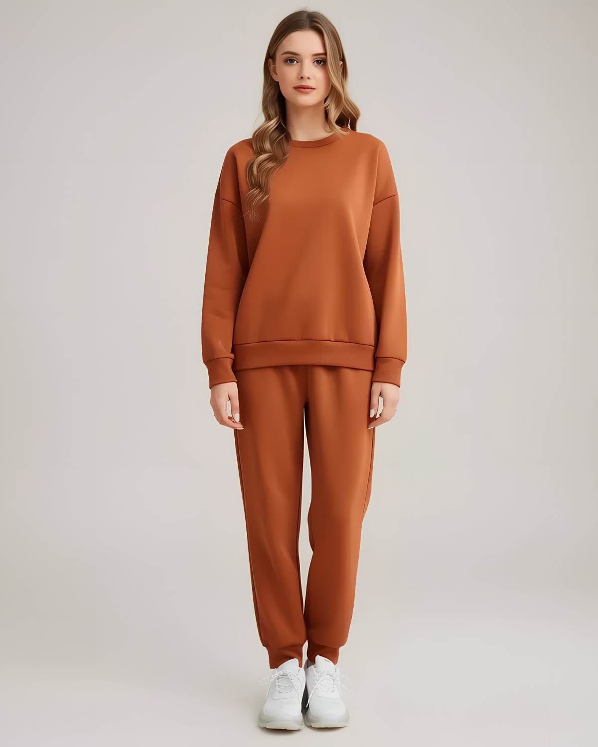 2 Pcs Women's Stitched Soft and Shining Fleece Plain Tracksuit