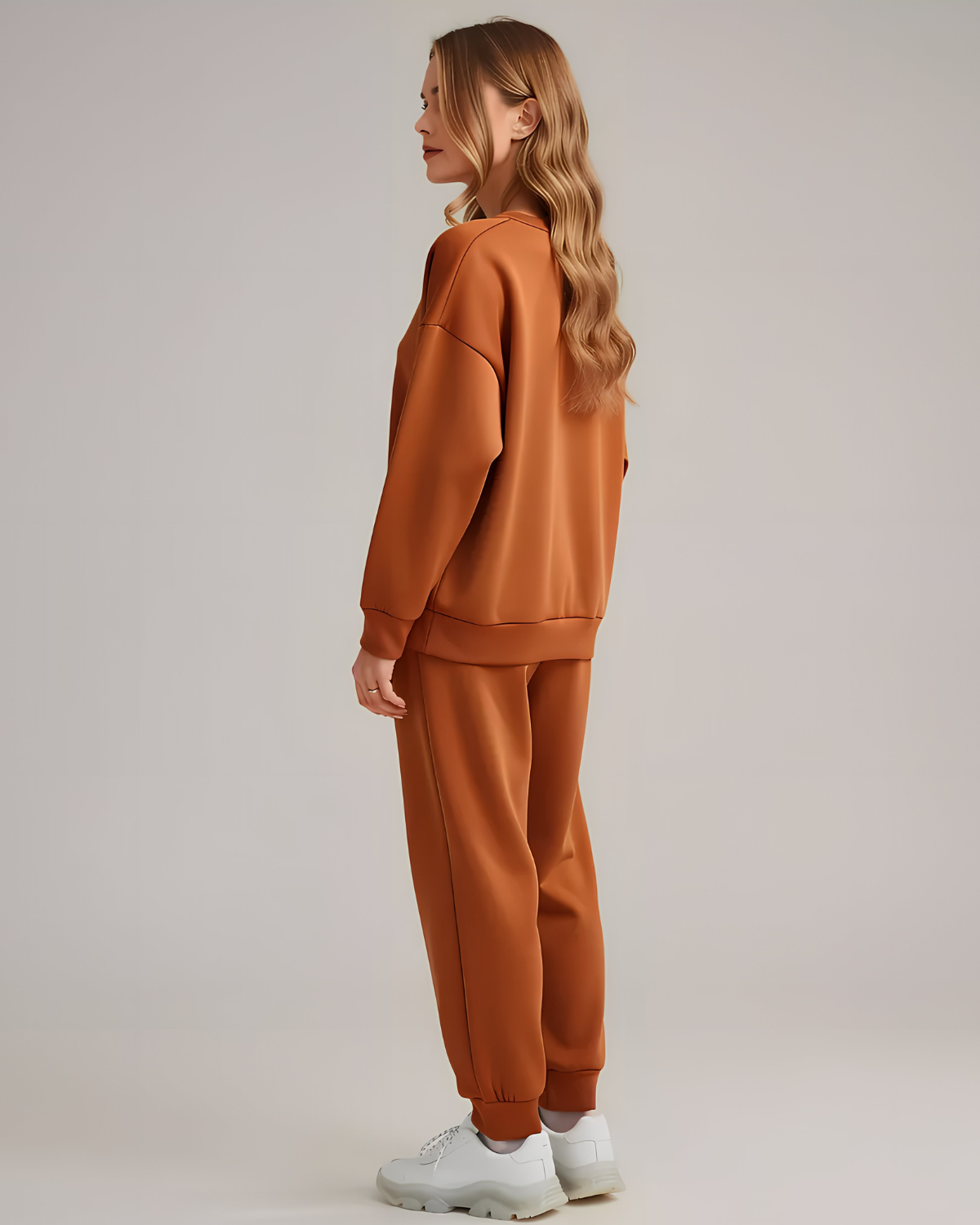 2 Pcs Women's Stitched Soft and Shining Fleece Plain Tracksuit