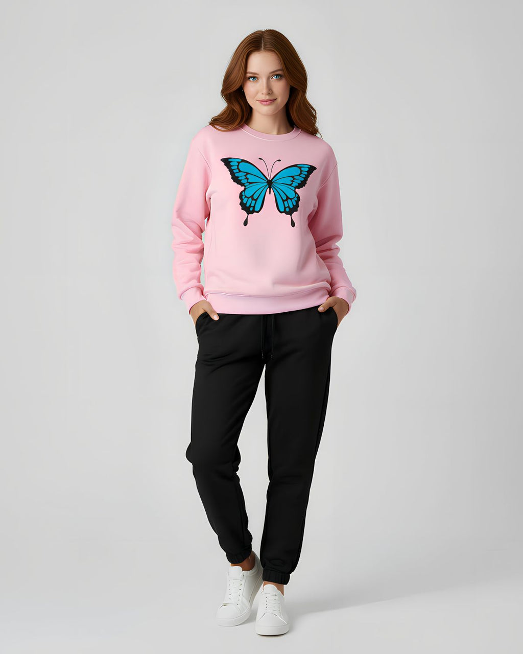 2 Pcs Women's Stitched Fleece Printed Sweatshirt Tracksuit
