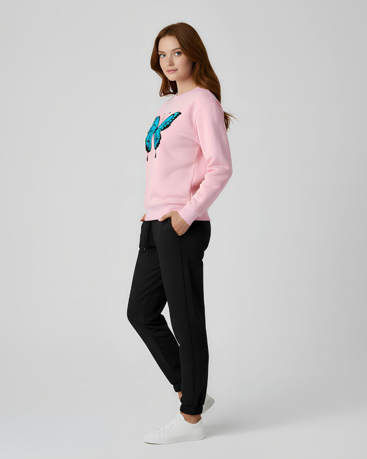2 Pcs Women's Stitched Fleece Printed Sweatshirt Tracksuit