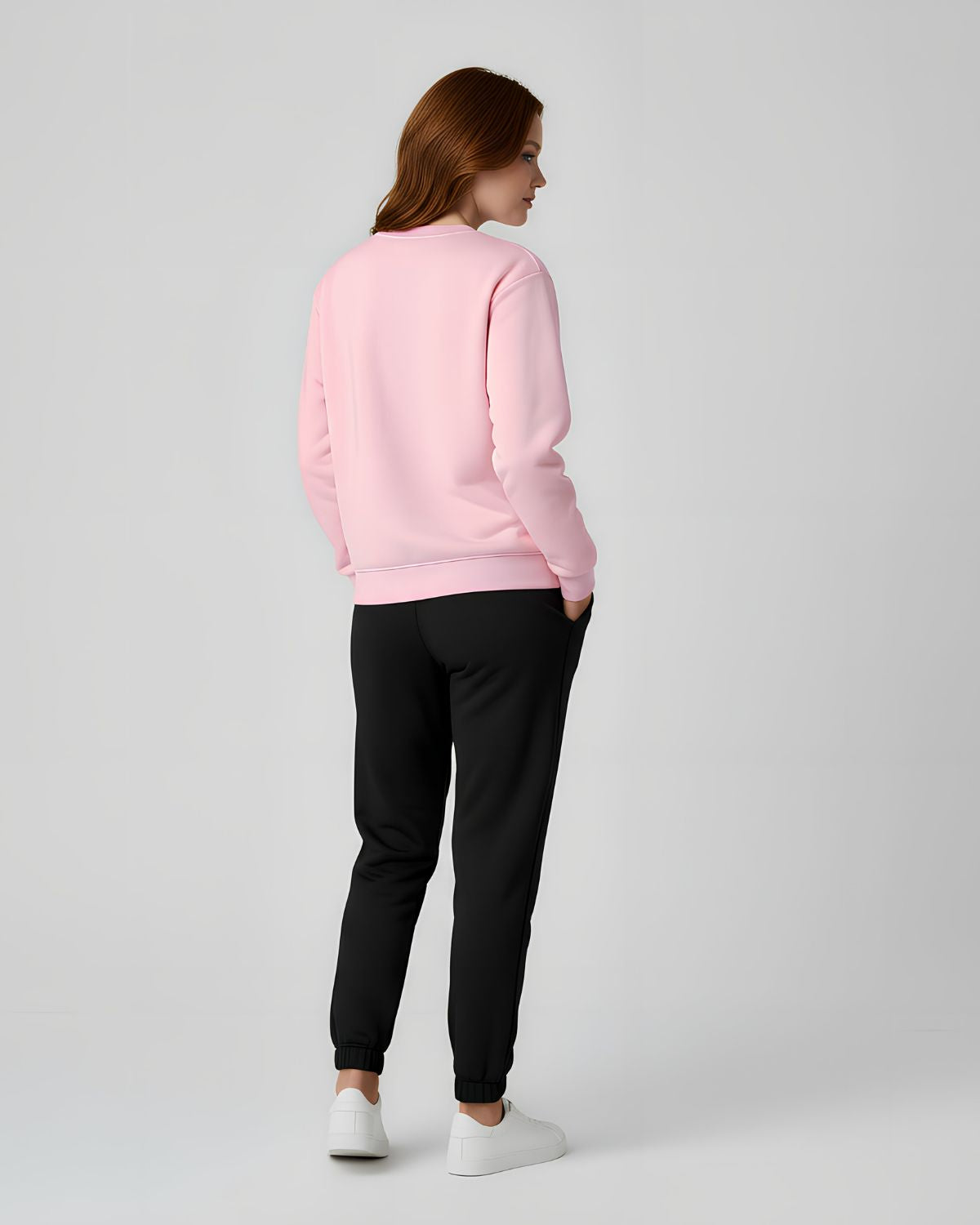 2 Pcs Women's Stitched Fleece Printed Sweatshirt Tracksuit