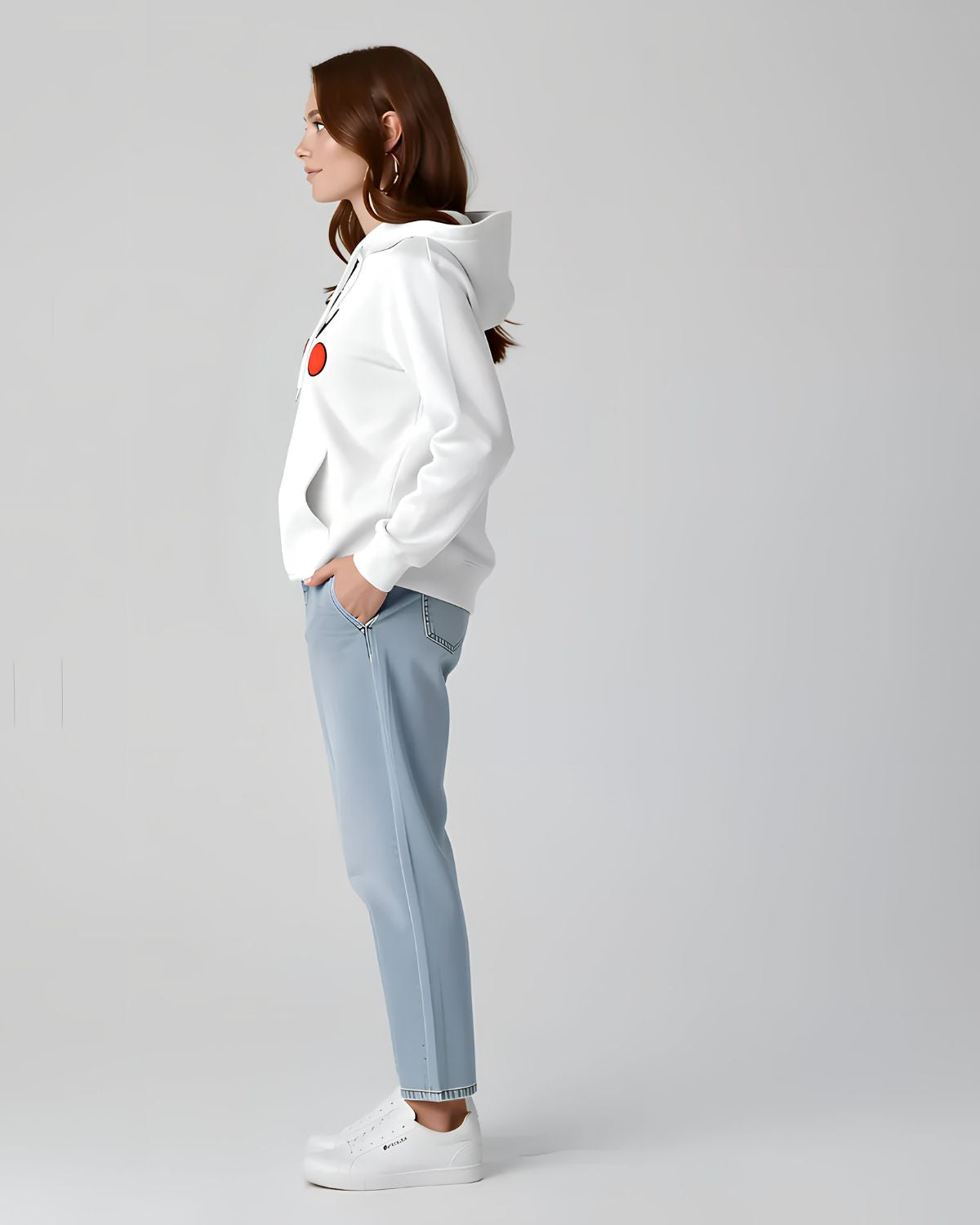 1 Pc Women's Stitched Fleece Printed Pullover Hoodie