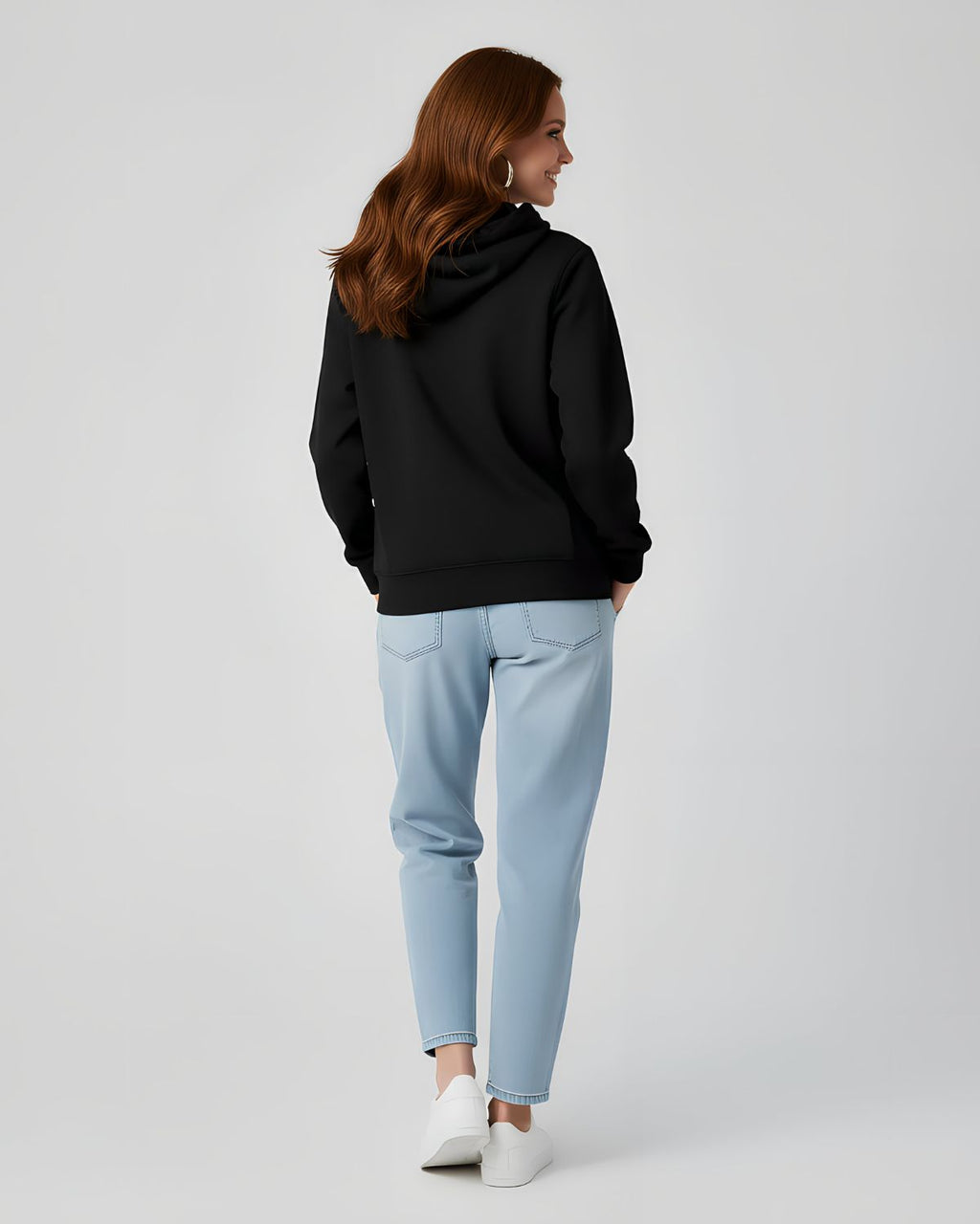 1 Pc Women's Stitched Fleece Printed Pullover Hoodie