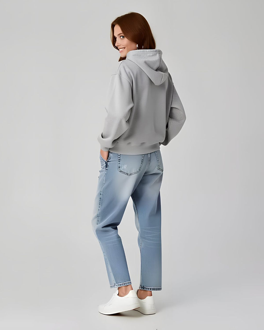 1 Pc Women's Stitched Fleece Printed Pullover Hoodie