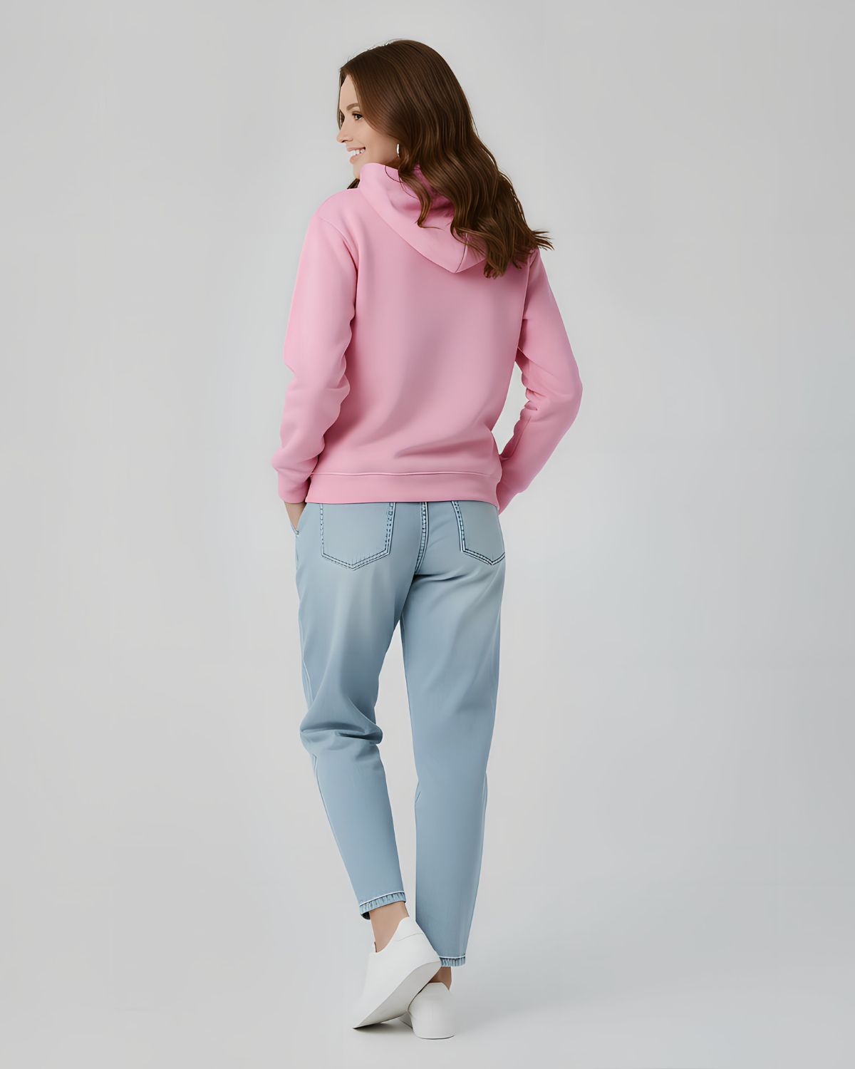 1 Pc Women's Stitched Fleece Printed Pullover Hoodie