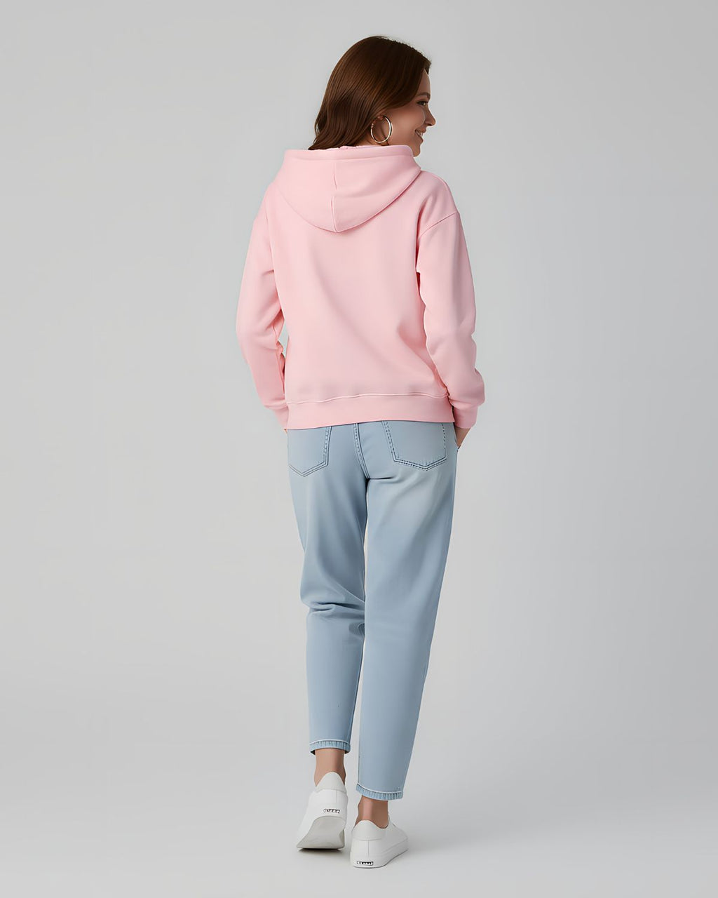 1 Pc Women's Stitched Fleece Printed Pullover Hoodie