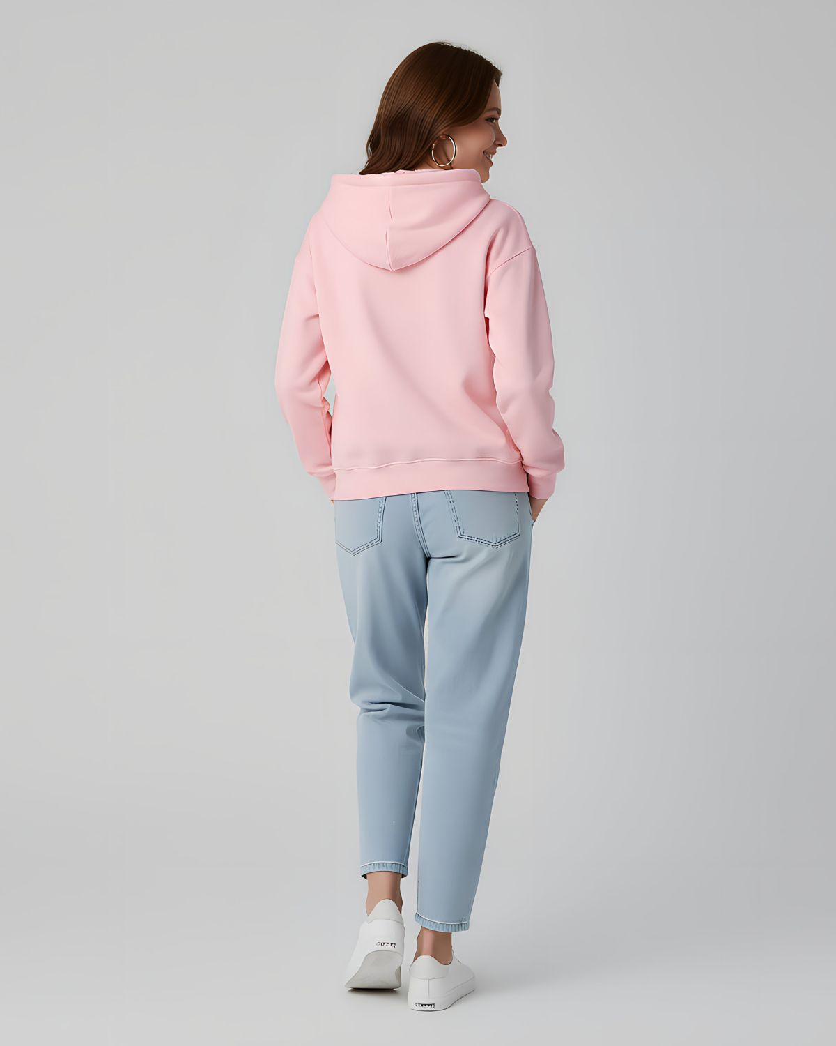 1 Pc Women's Stitched Fleece Printed Pullover Hoodie