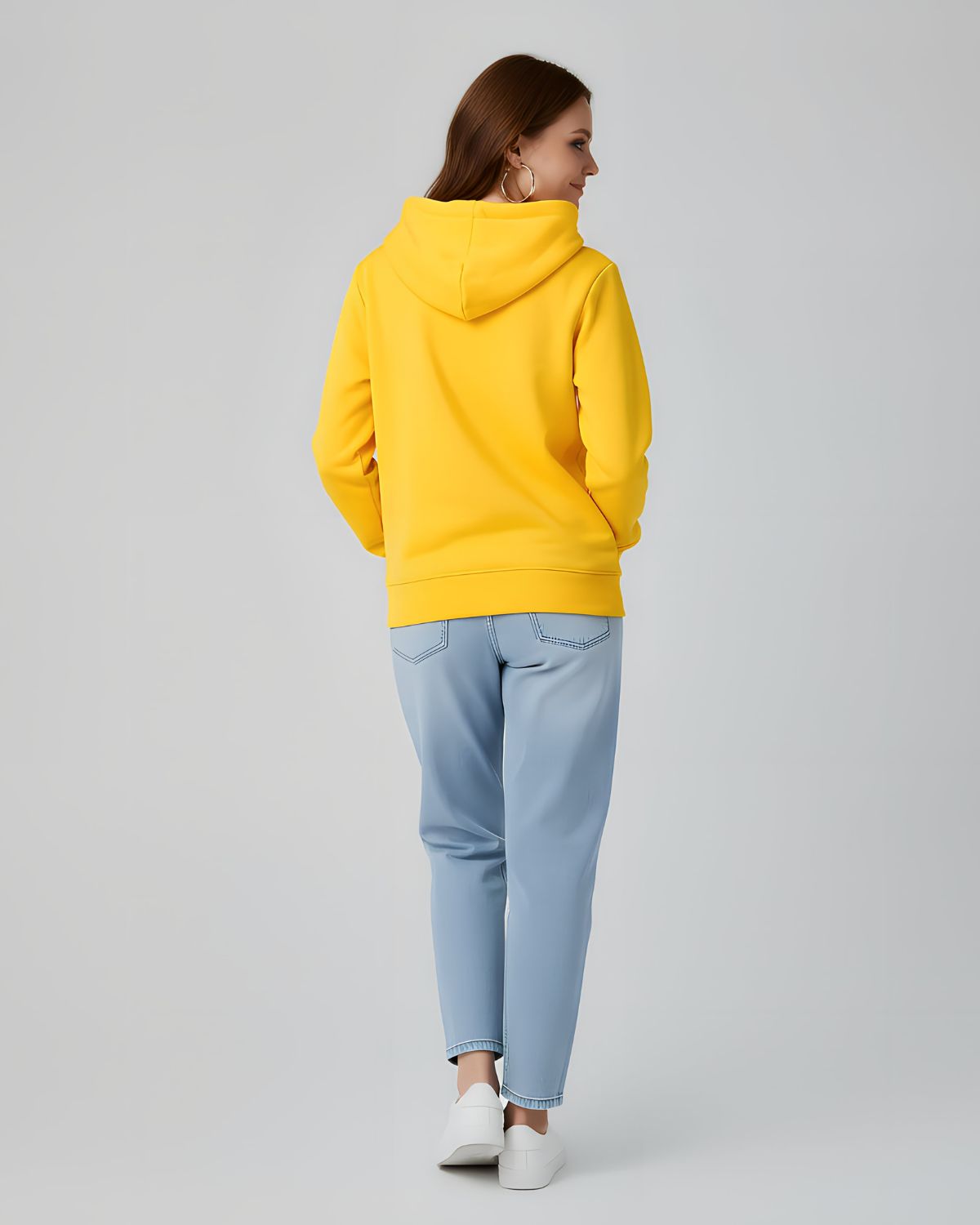 1 Pc Women's Stitched Fleece Printed Pullover Hoodie