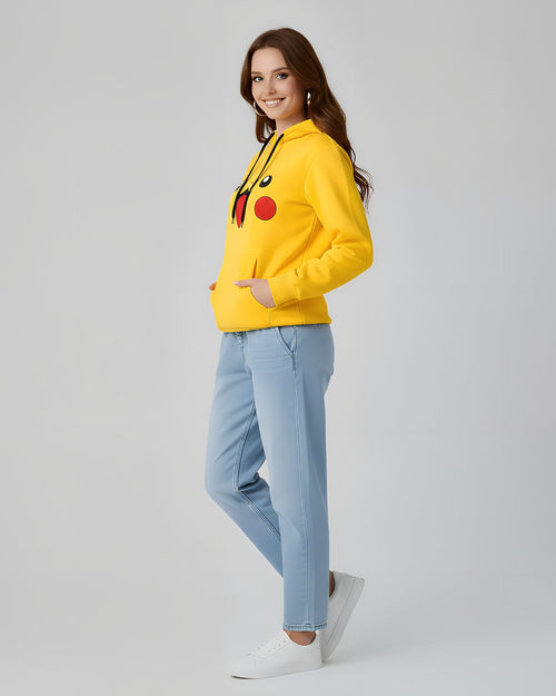 1 Pc Women's Stitched Fleece Printed Pullover Hoodie