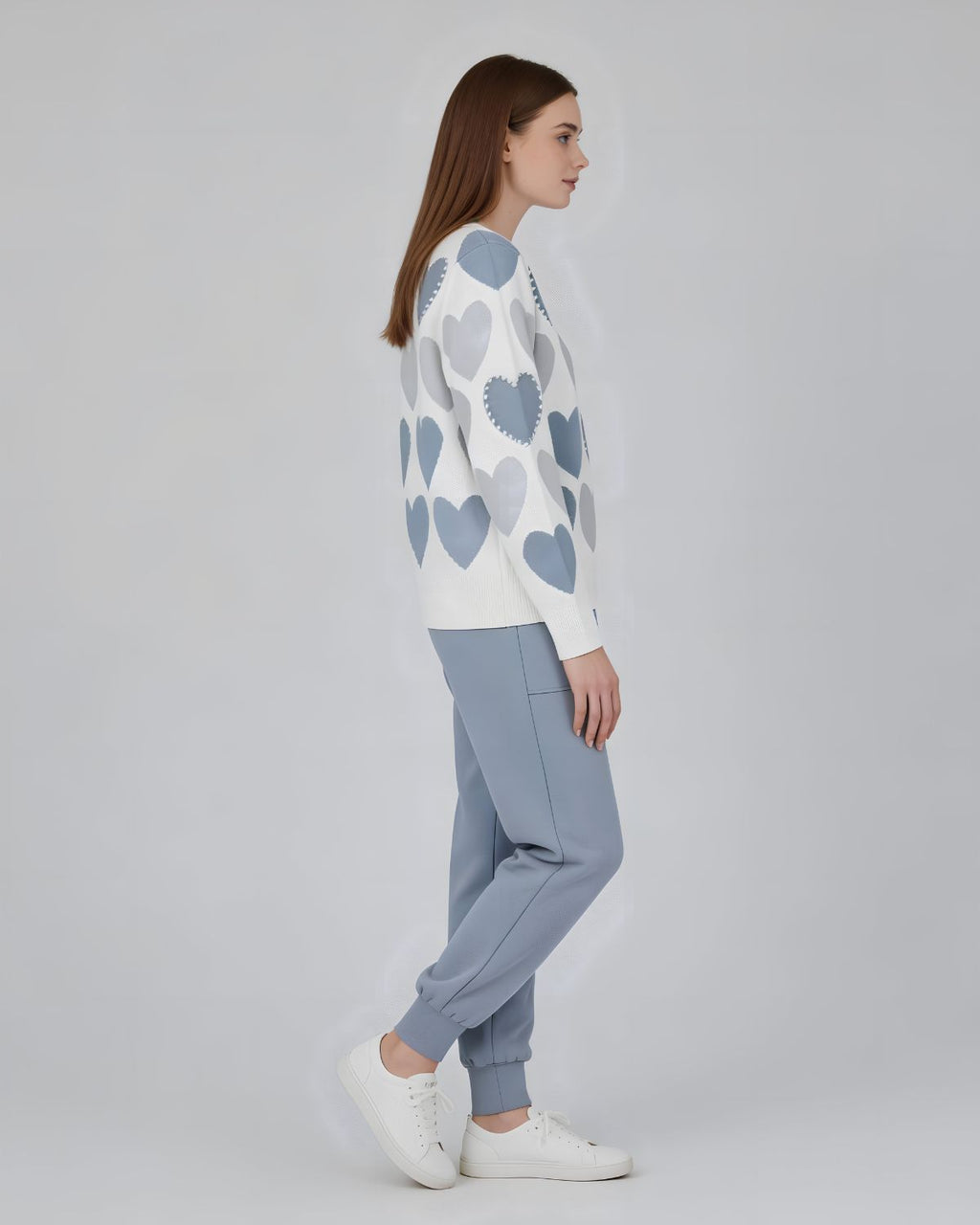 2 Pcs Women's Stitched Fleece Printed Sweatshirt Tracksuit