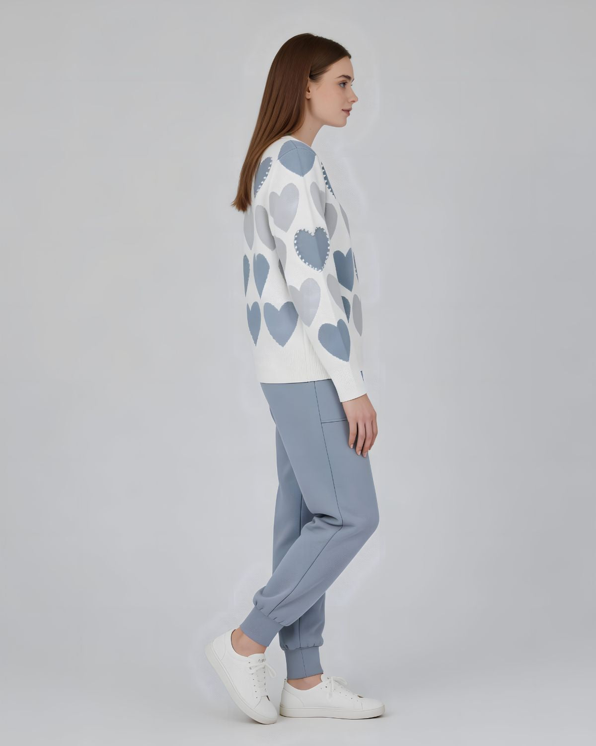 2 Pcs Women's Stitched Fleece Printed Sweatshirt Tracksuit