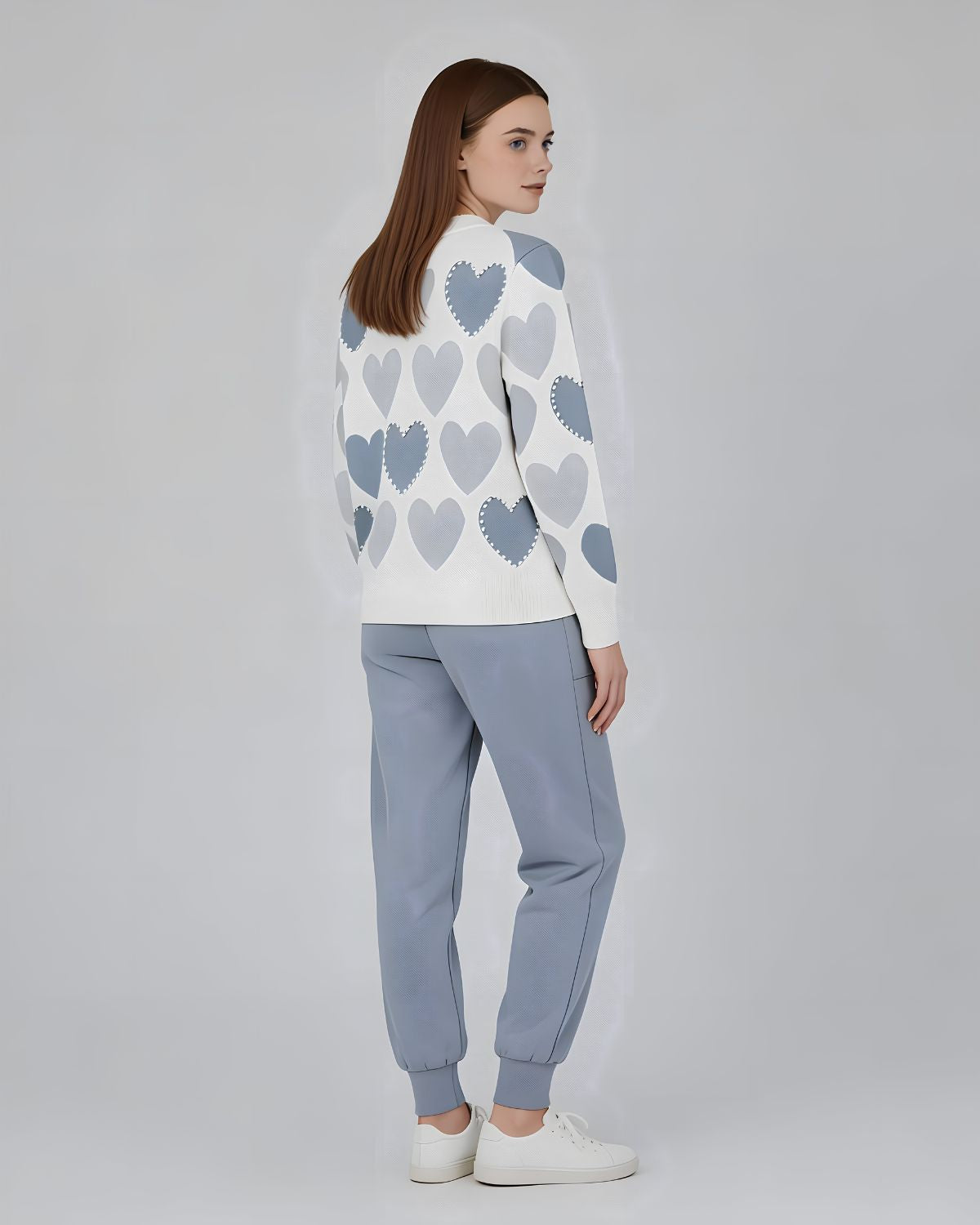 2 Pcs Women's Stitched Fleece Printed Sweatshirt Tracksuit