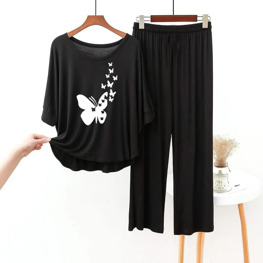 2 Pcs Women's Stitched Cotton Jersey Printed Night Suit