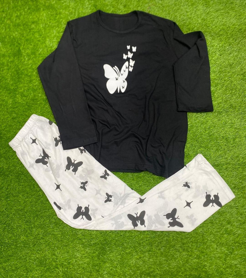 2 Pcs Women's Stitched Printed Night Suit