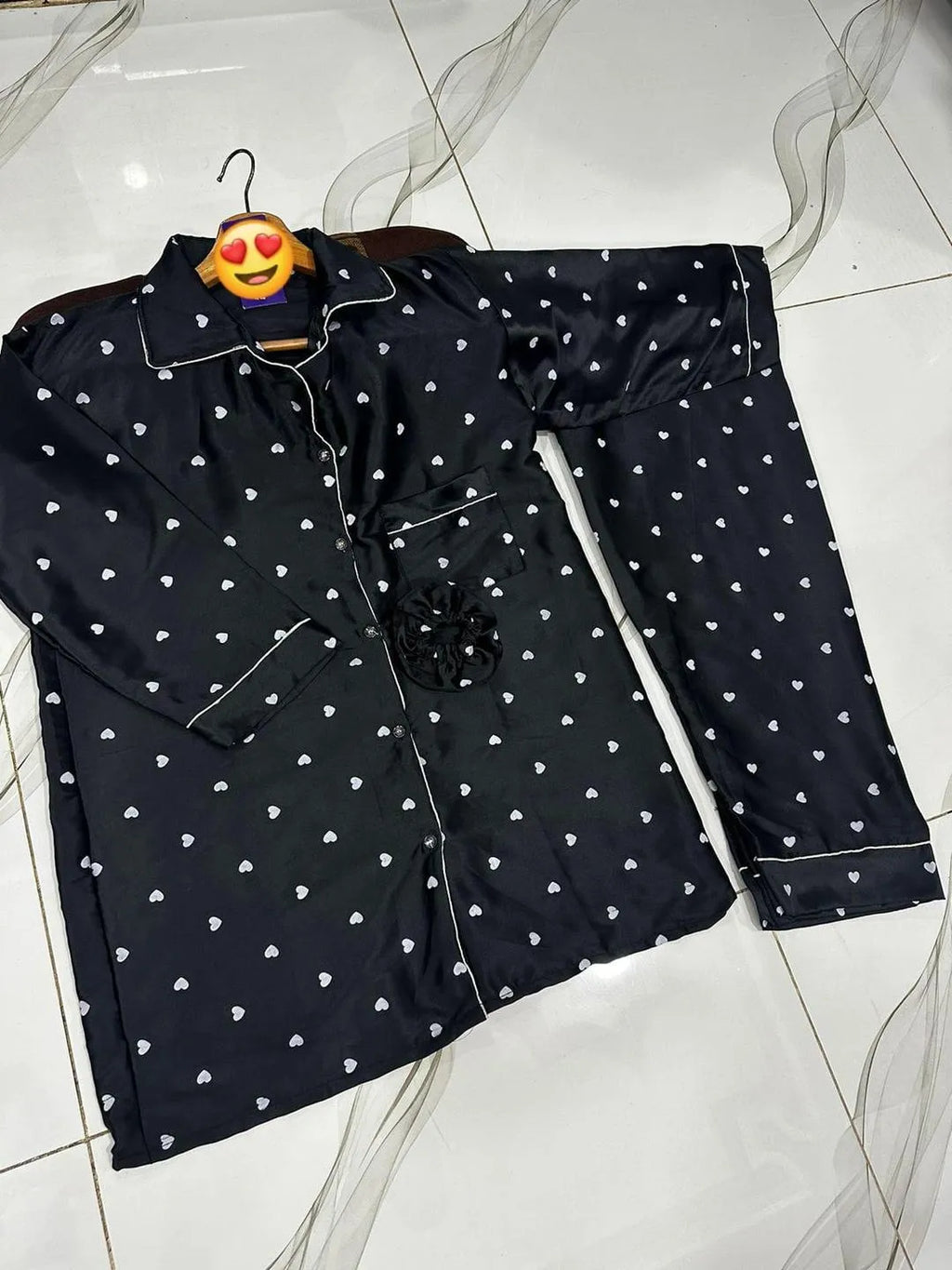 2 Pcs Women's Stitched Silk Printed Night Suit