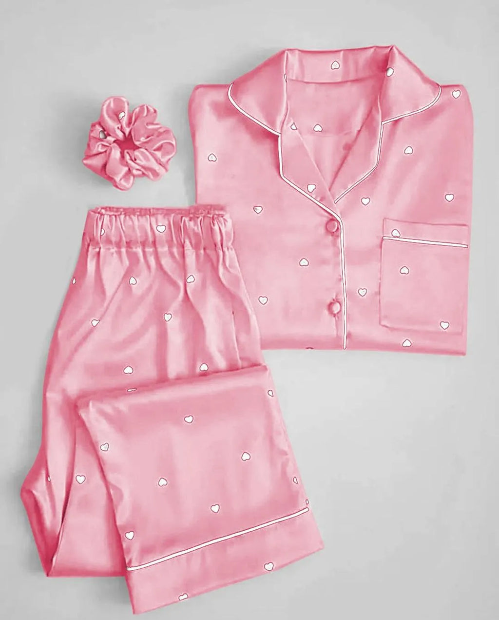 2 Pcs Women's Stitched Silk Printed Night Suit