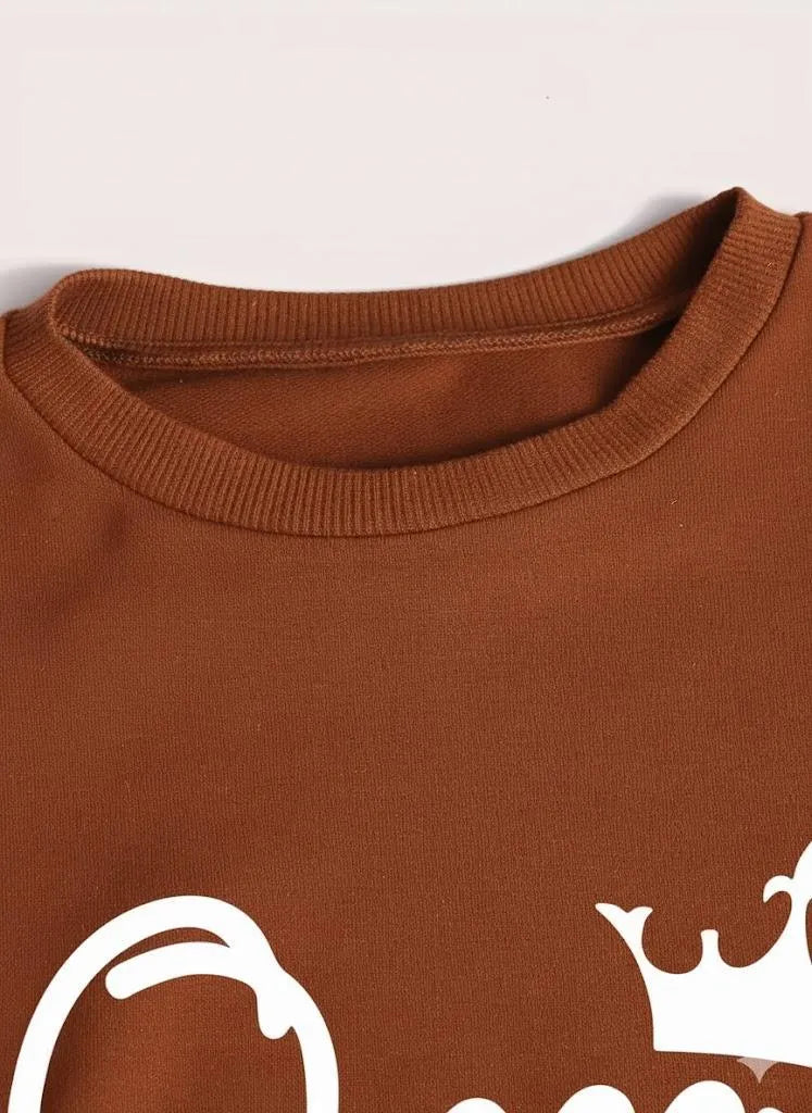 2 Pcs Women's Stitched Fleece Printed Sweatshirt Tracksuit