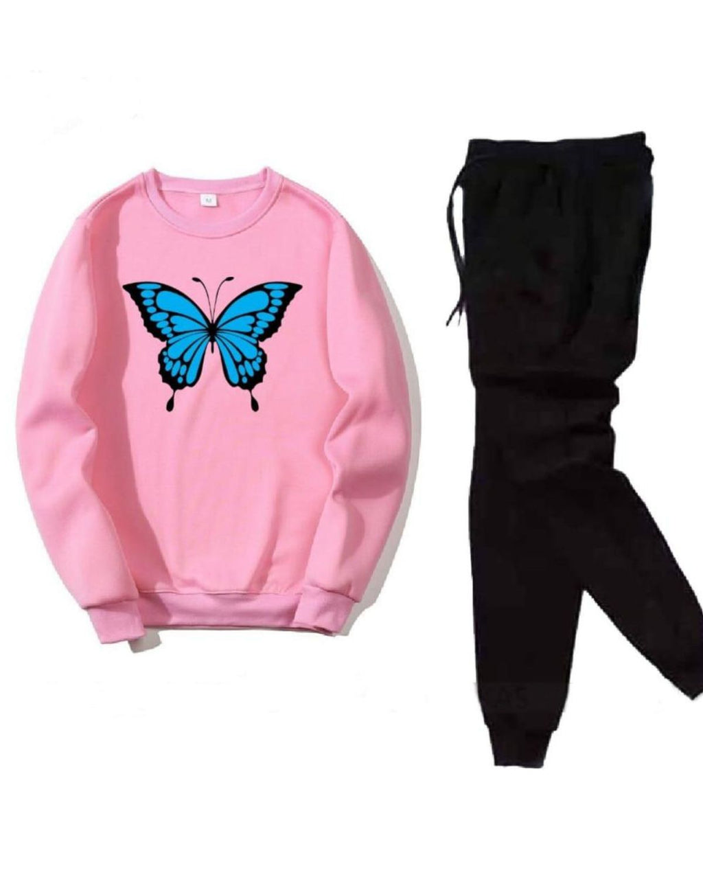 2 Pcs Women's Stitched Fleece Printed Sweatshirt Tracksuit